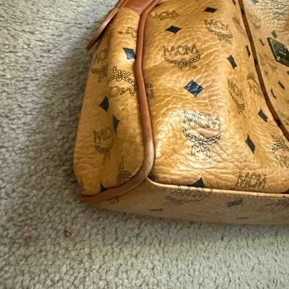 MCM Dome Satchel Shoulder Bag Monogram Vintage XL Authentic Double Zip - Picture 14 of 16